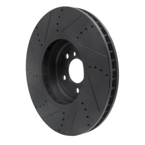 BMW 550I GT Brake Rotor (1) - Right Front - R1 Concepts - Drilled & Slotted - Black - `09-`17